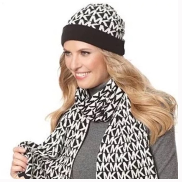 Michael Kors Accessories - Michael Kors MK Logo Knitted Scarf and Beanie Hat